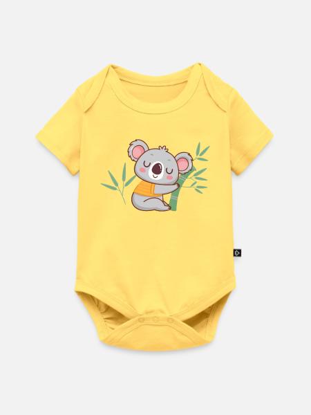 Zen-Koala auf Bambus - Baby Premium Kurzarmbody - Pastellgelb