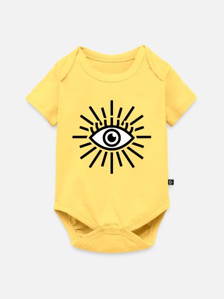 Allsehendes Auge Strahlen - Baby Premium Kurzarmbody - Pastellgelb