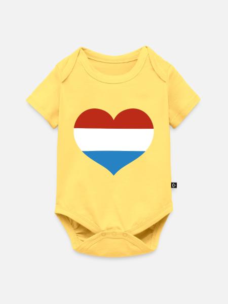 Luxembourg Heart Flagge - Baby Premium Kurzarmbody - Pastellgelb