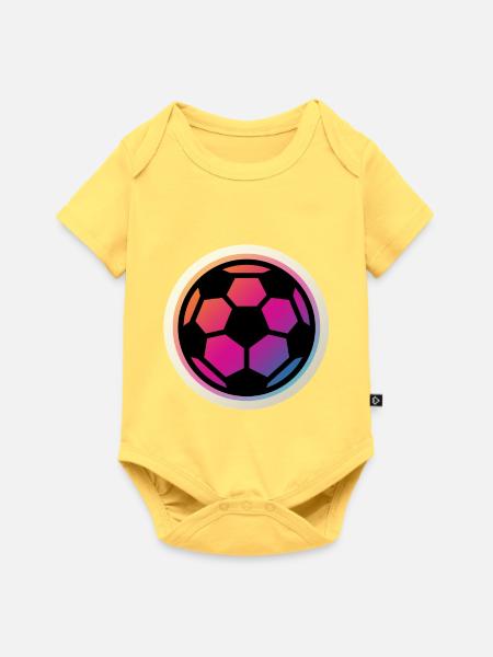 Fußball Ball - Baby Premium Kurzarmbody - Pastellgelb
