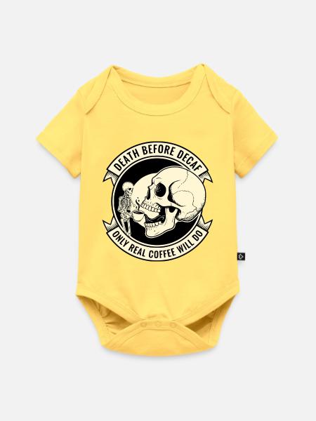 Death Before Decaf Skull Kaffee - Baby Premium Kurzarmbody - Pastellgelb
