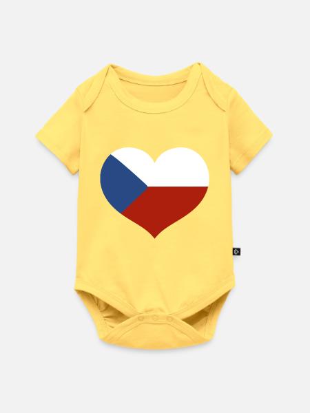 Tschechische Herzflagge - Baby Premium Kurzarmbody - Pastellgelb