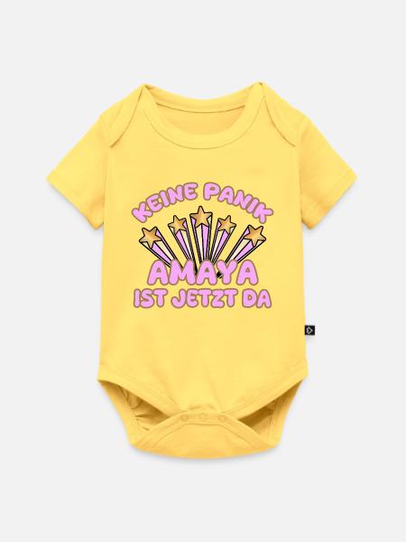 Amaya - Baby Premium Kurzarmbody - Pastellgelb