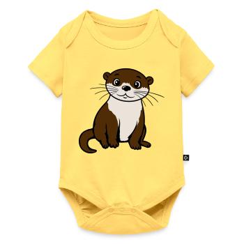 Loutre mignonne Kawaii Adore des animaux cadeau - Body à manches courtes Premium Bébé - jaune pastel - Devant