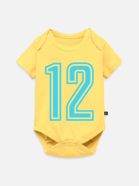 12- - Baby Premium Kurzarmbody - Pastellgelb