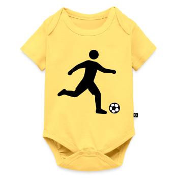 Fussballer Silhouette - Baby Premium Kurzarmbody - Pastellgelb - Vorne