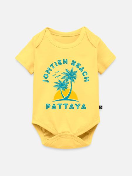 Pattaya Beach Palmensonnenuntergang - Baby Premium Kurzarmbody - Pastellgelb