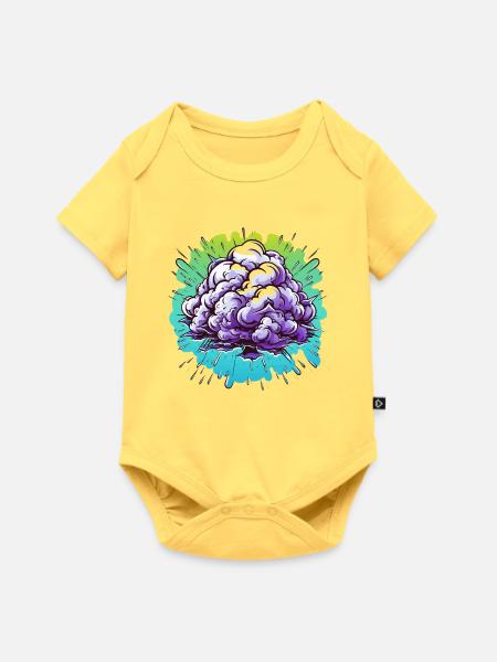 Lila Nebelknäuel Explosion - Baby Premium Kurzarmbody - Pastellgelb