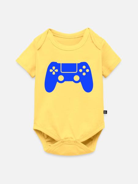 Blaues Gaming-Controller Silhouette - Baby Premium Kurzarmbody - Pastellgelb
