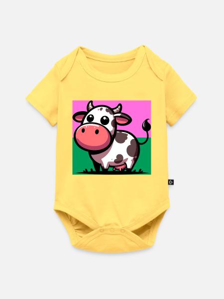 Kuh - Baby Premium Kurzarmbody - Pastellgelb