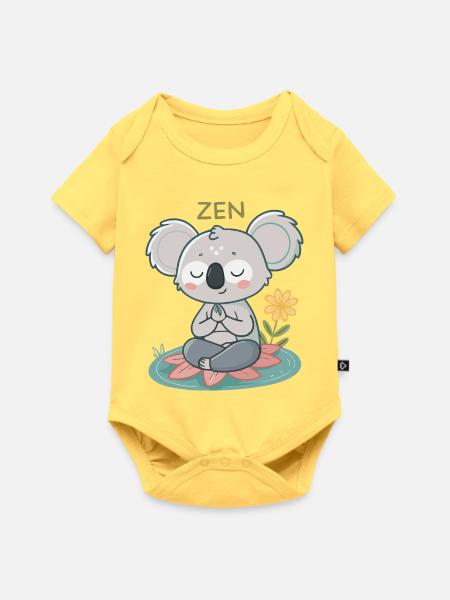 Zen-Koala auf Lotus - Baby Premium Kurzarmbody - Pastellgelb