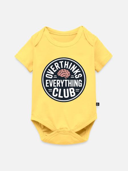 Overthinking lustiger Spruch - Baby Premium Kurzarmbody - Pastellgelb