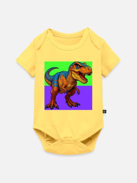 Dinosaurier - Baby Premium Kurzarmbody - Pastellgelb