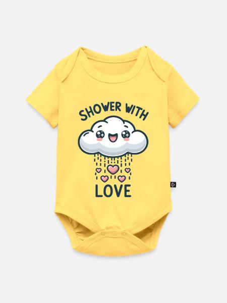 Regenwolke der Liebe mit Herzen - Baby Premium Kurzarmbody - Pastellgelb