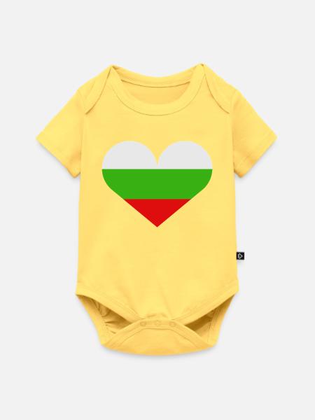 Bulgarische herzförmige Flagge - Baby Premium Kurzarmbody - Pastellgelb