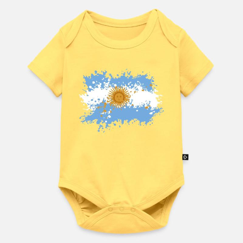 Éclaboussure du drapeau argentin - Body à manches courtes Premium Bébé - jaune pastel
