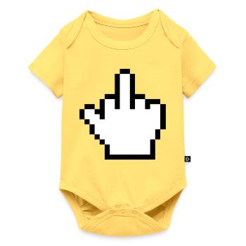 Maushand Mittelfinger Mauszeiger - Baby Premium Kurzarmbody - Pastellgelb - Vorne
