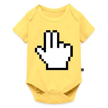 Maushand 2 Finger - Baby Premium Kurzarmbody - Pastellgelb - Vorne