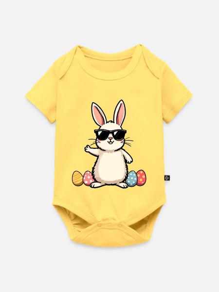Lustiger Osterhase  - Baby Premium Kurzarmbody - Pastellgelb