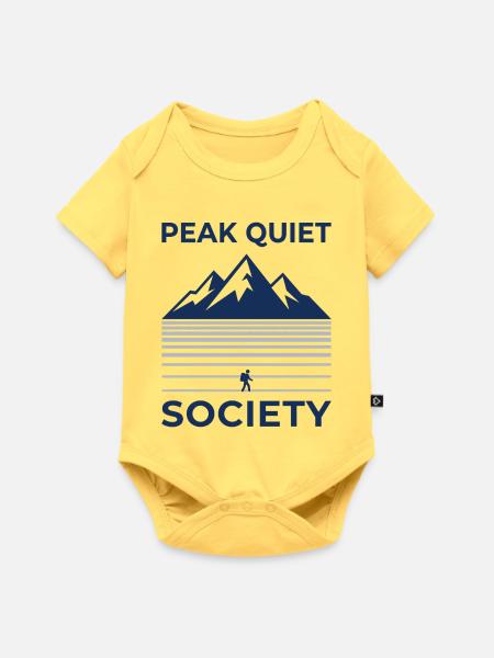 PEAK QUIET Bergsilhouette Motiv - Baby Premium Kurzarmbody - Pastellgelb
