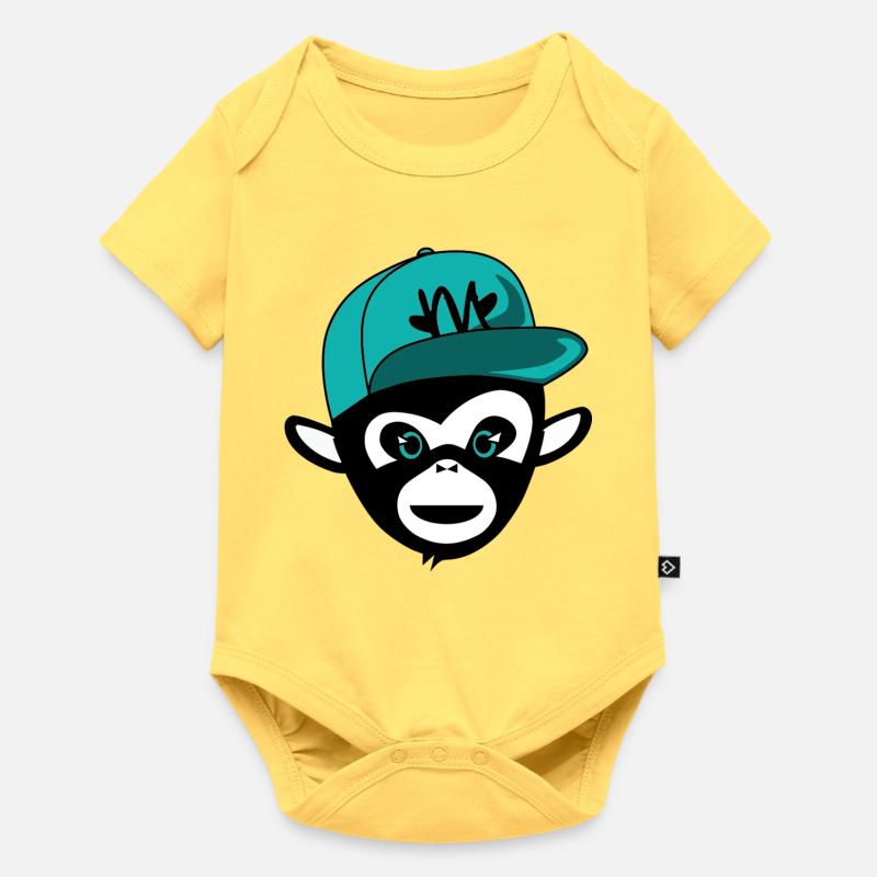 Chimpanzé - Body à manches courtes Premium Bébé - jaune pastel