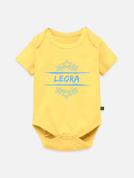 Leora als Geburtsname - Baby Premium Kurzarmbody - Pastellgelb