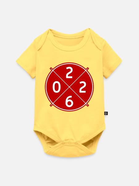 2026 Jahr - Baby Premium Kurzarmbody - Pastellgelb