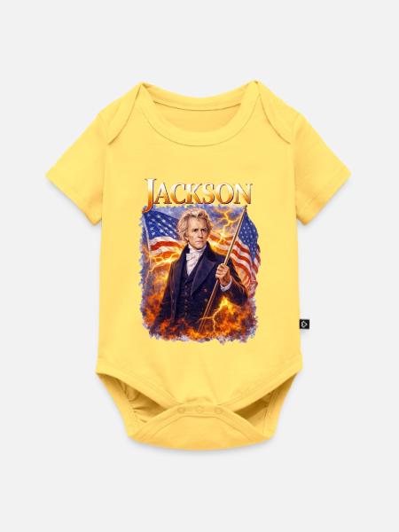 Jacksons Freiheitsheld mit Flagge - Baby Premium Kurzarmbody - Pastellgelb