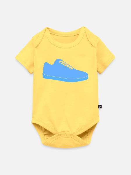 Blauer Sneaker Silhouette - Baby Premium Kurzarmbody - Pastellgelb