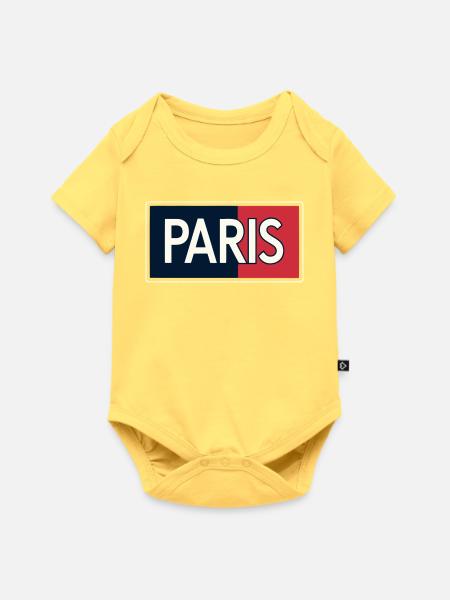 Pariser blaue und rote Blöcke - Baby Premium Kurzarmbody - Pastellgelb
