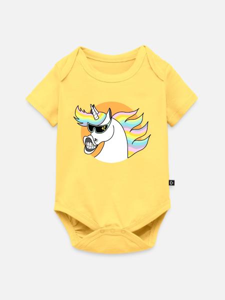 Cool Unicorn - Baby Premium Kurzarmbody - Pastellgelb