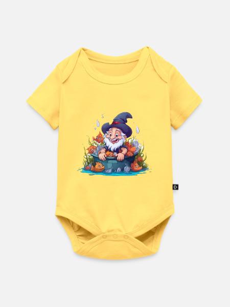Zauberer im Fischebecken - Baby Premium Kurzarmbody - Pastellgelb