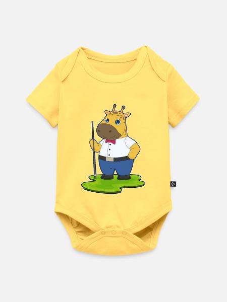 Giraffe Billiard Queue Sport - Baby Premium Kurzarmbody - Pastellgelb