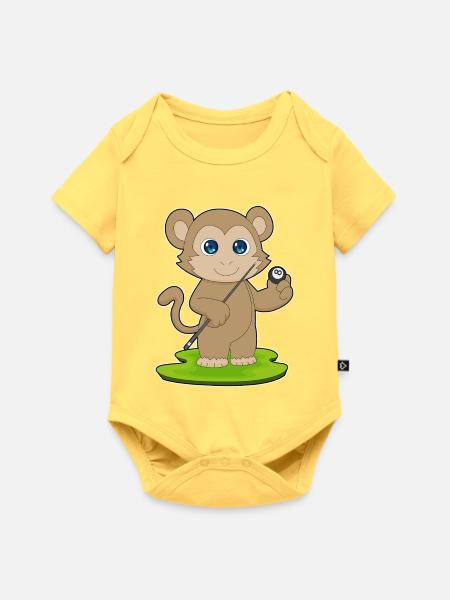 Affe Billiard Queue Sport - Baby Premium Kurzarmbody - Pastellgelb