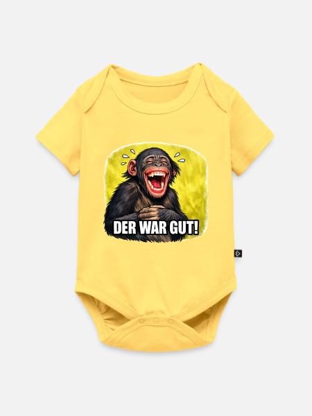 Lachender Affe - Der war gut! - Baby Premium Kurzarmbody - Pastellgelb