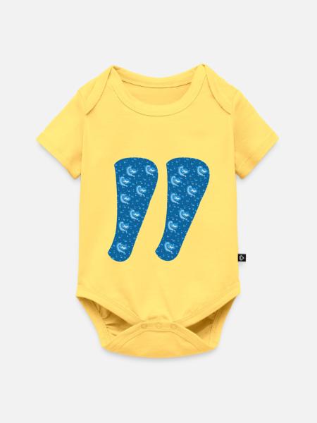 Anführungszeichen - Baby Premium Kurzarmbody - Pastellgelb