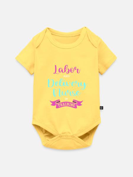 Hebamme Entbindung - Baby Premium Kurzarmbody - Pastellgelb