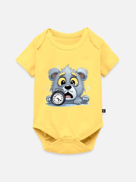 Kuschelhund mit Wecker - Baby Premium Kurzarmbody - Pastellgelb