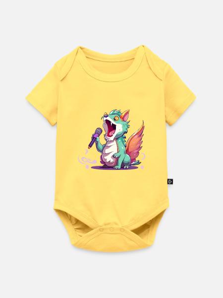 Singender Drachen-Star - Baby Premium Kurzarmbody - Pastellgelb
