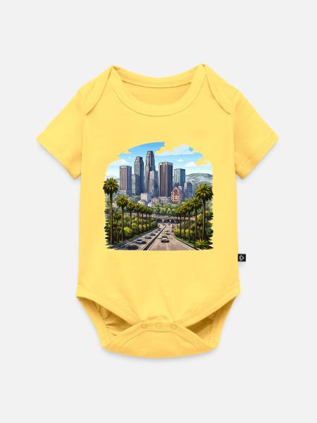 Los Angeles Usa - Baby Premium Kurzarmbody - Pastellgelb