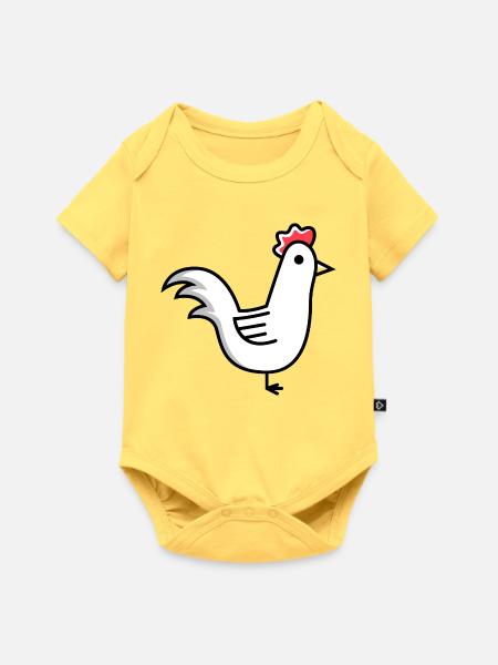 Hahn Tier - Baby Premium Kurzarmbody - Pastellgelb