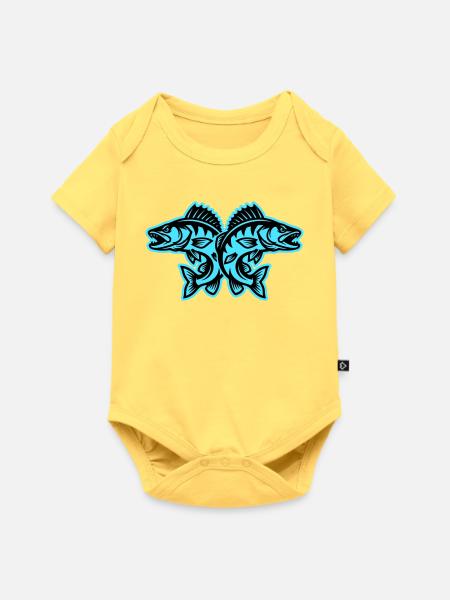Hecht Fische - Baby Premium Kurzarmbody - Pastellgelb