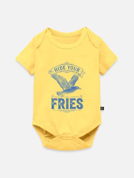Versteck deine Pommes Vogel - Baby Premium Kurzarmbody - Pastellgelb