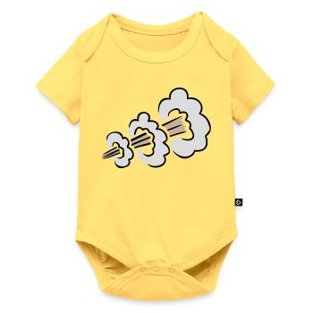 Lauter Furz Explosion Lustig Klohumor Comic Wolke - Baby Premium Kurzarmbody - Pastellgelb - Vorne