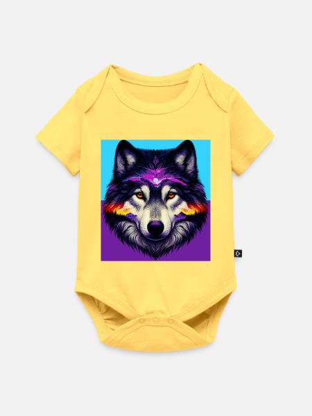 Wolf - Baby Premium Kurzarmbody - Pastellgelb