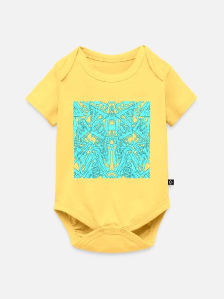 Türkis-Symmetrie Ornament - Baby Premium Kurzarmbody - Pastellgelb