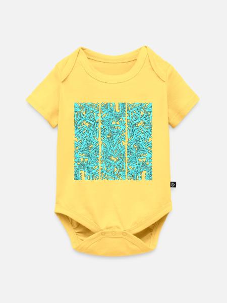 Türkises Chaos Triptychon - Baby Premium Kurzarmbody - Pastellgelb