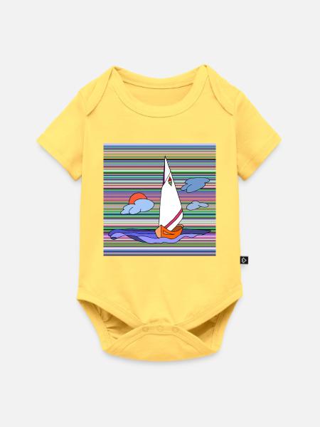 Segelboot - Baby Premium Kurzarmbody - Pastellgelb