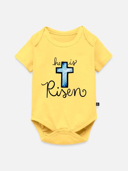 Azure Cross Brushstroke - Baby Premium Kurzarmbody - Pastellgelb