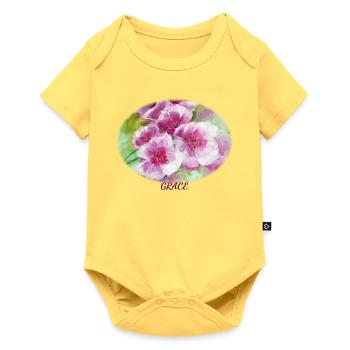 Grâce - Ellipse vibrante de la fleur printanière - Body à manches courtes Premium Bébé - jaune pastel - Devant